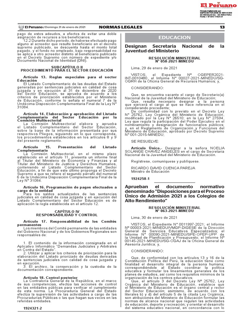 Aprueban El Documento Normativo Denominado Disposiciones Pa Resolucion ...