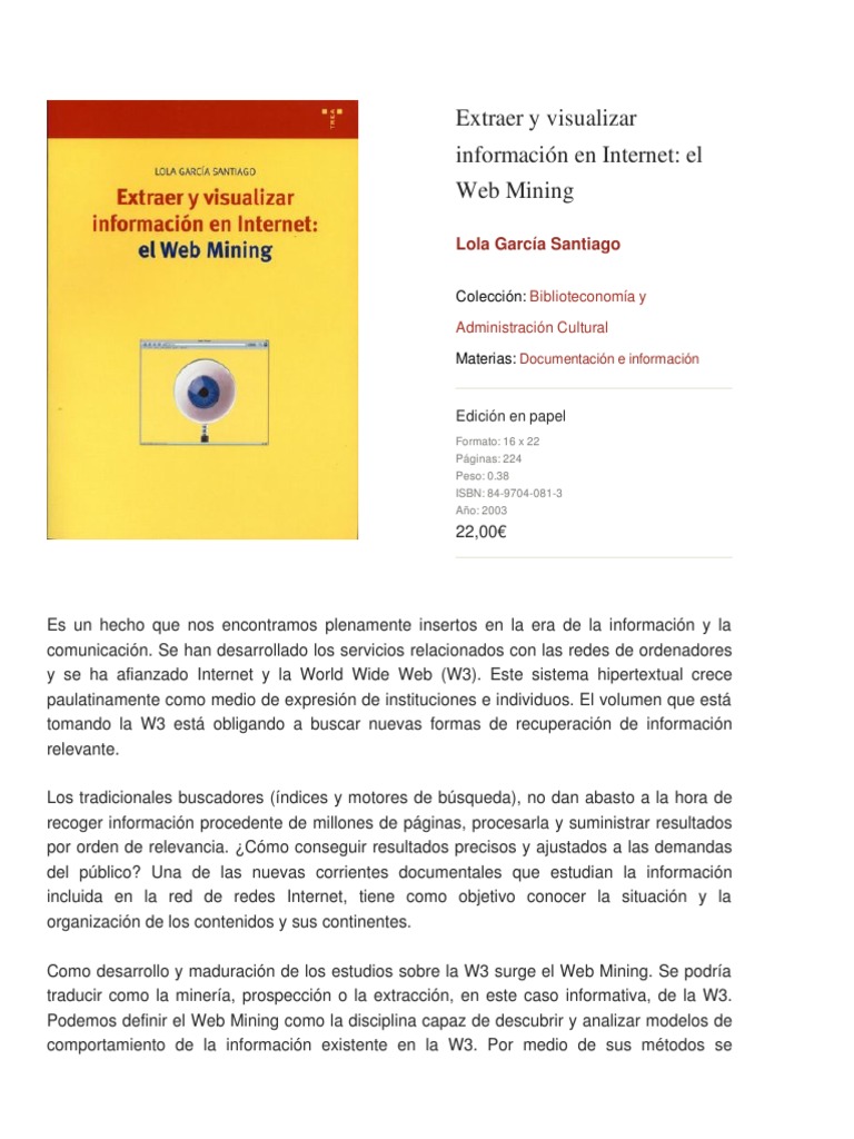 Extraer y Visualizar Información en Internet - El Web Mining | PDF