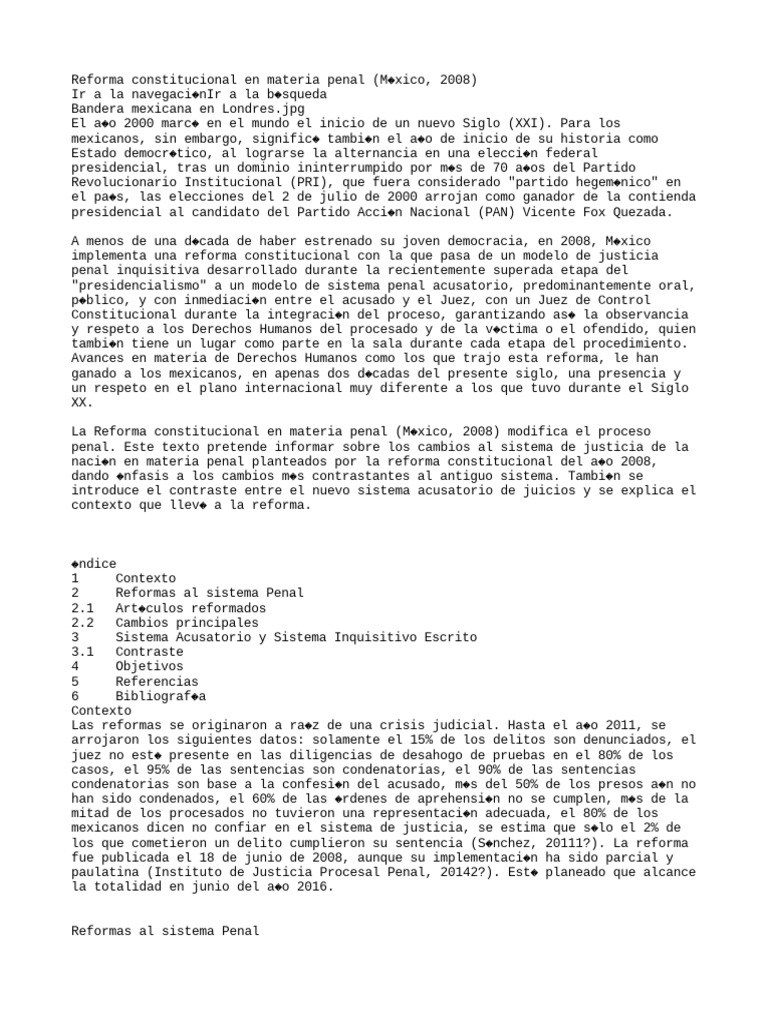 Reforma Penal Constitucional 2008 en México | PDF