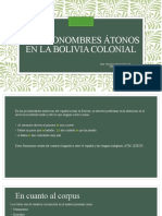 Los Pronombres Átonos en La Bolivia Colonial