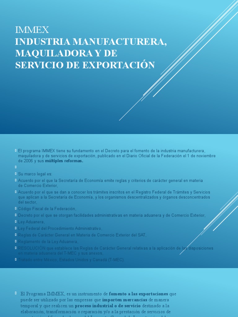 Programa IMMEX: Beneficios y Modalidades | PDF | Finanzas y dinero