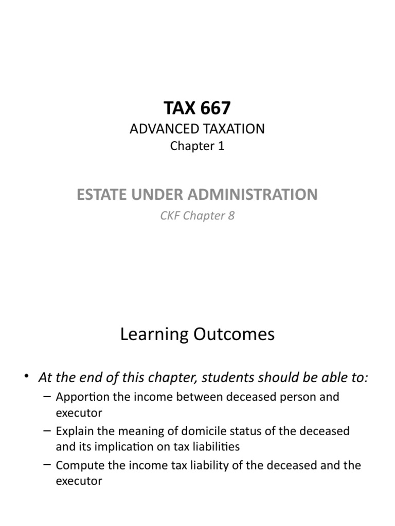 Taxation of Deceased Estates | PDF | Law