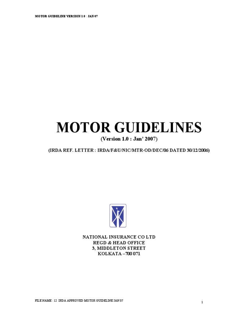 12 Irda Approved Motor Guidelines Jan 07 PDF