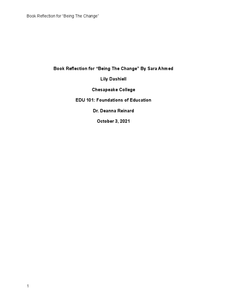 Being The Change 1 | PDF | Cognition | Cognitive Science