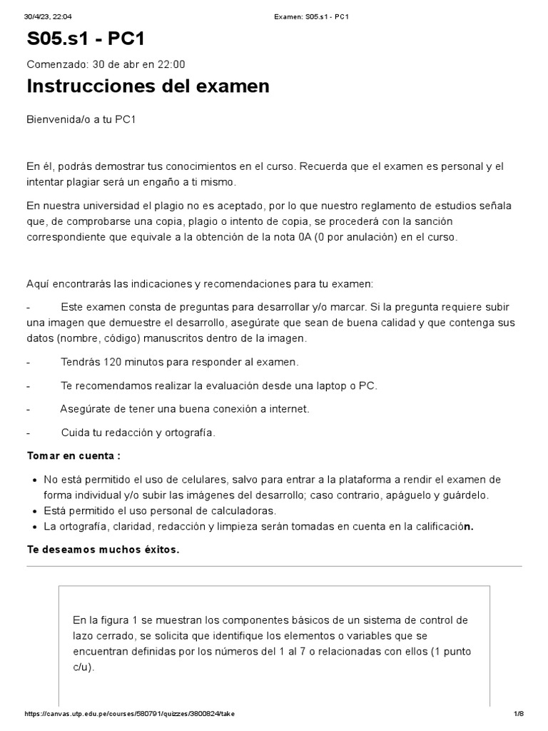 Instrucciones para Examen PC1 UTP | PDF