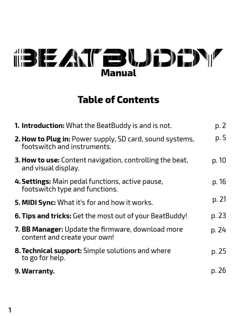 SingularSound BeatBuddy User Manual v1.00 Sept 2014 PDF Switch