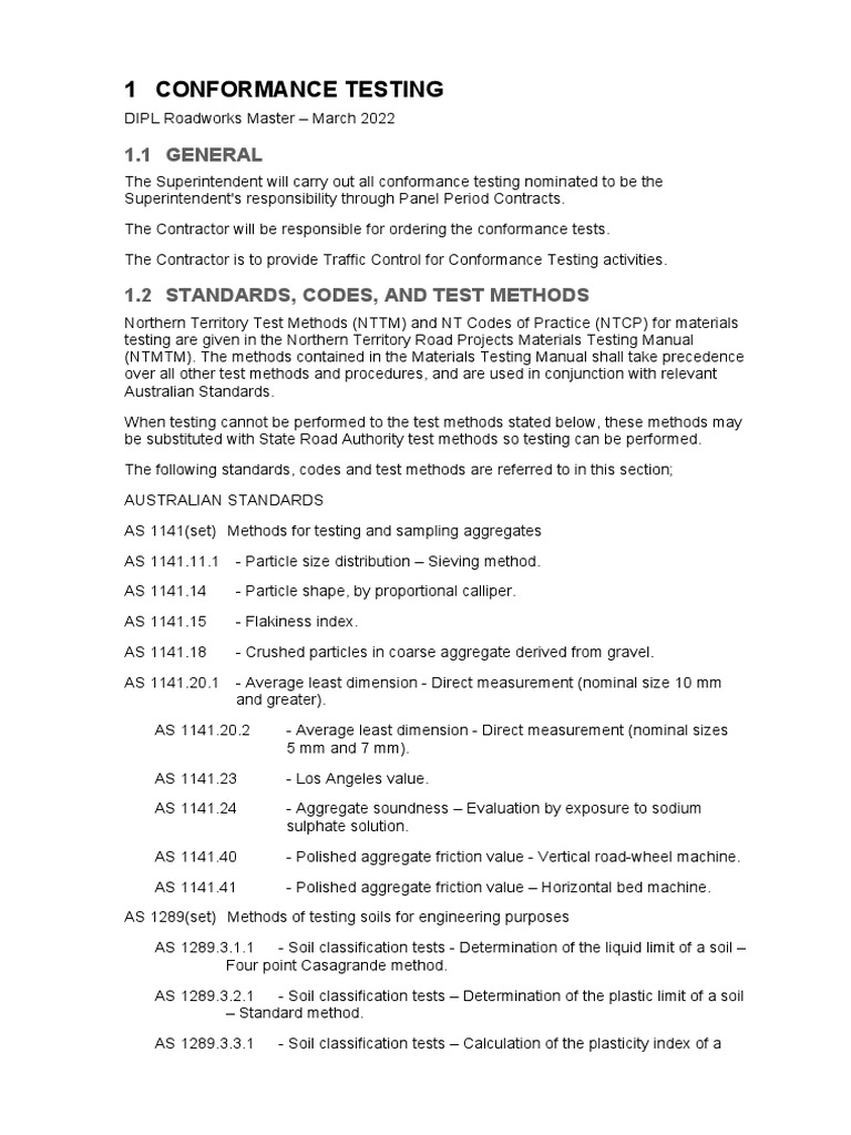Conformance Testing Guidelines for Roadworks | PDF | Asphalt | Concrete