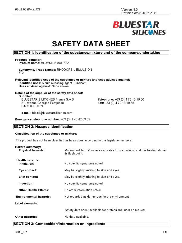 MSDS Silicon Emulsion PDF PDF