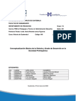 Conceptualización Básica de La Historia y Grado de Desarrollo en La Sociedad en La Prehispanica PDF