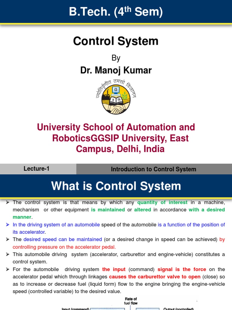 Cslecture 1 Introduction To Control Systems PDF PDF