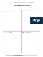 Linear Equations Worksheet PDF