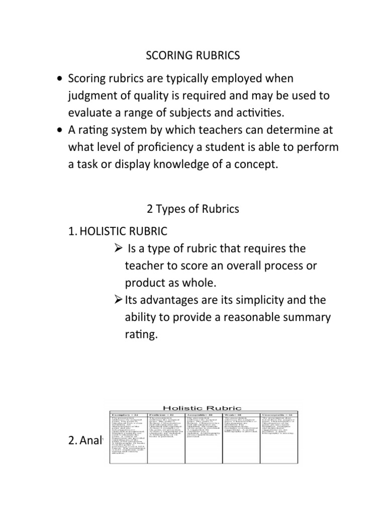 Scoring Rubrics PDF