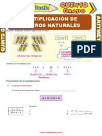 AMultiplicación de Números Naturales para Resolver Quinto Grado de Primaria