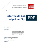 Informe de Calidad Del Primer Sprint - BUG HUNTER PDF