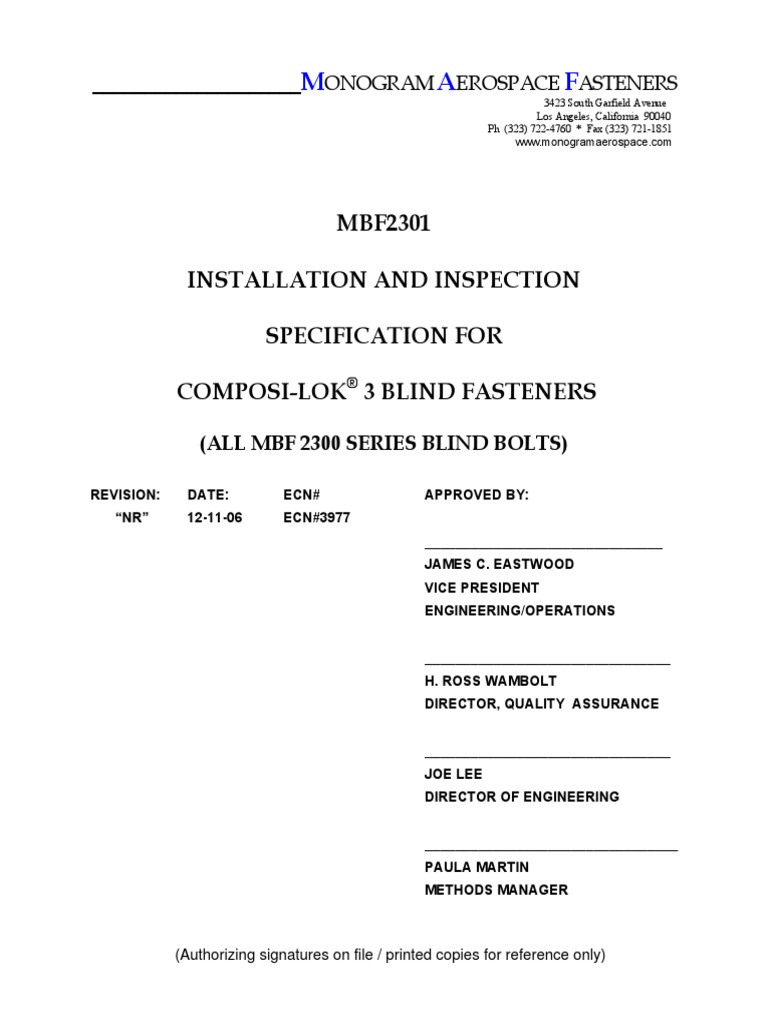 MBF2301 CL 3 Installation PDF | PDF