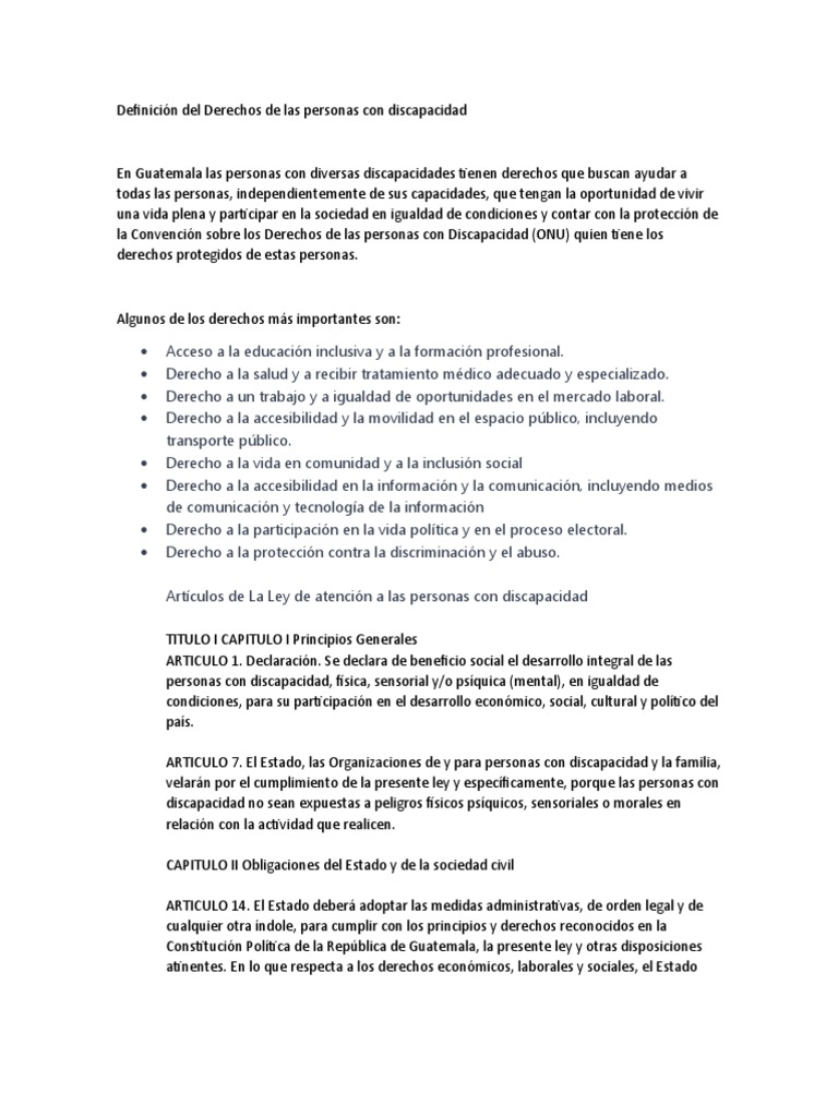 Derechos de las Personas con Discapacidad | PDF | Invalidez | Psicólogo