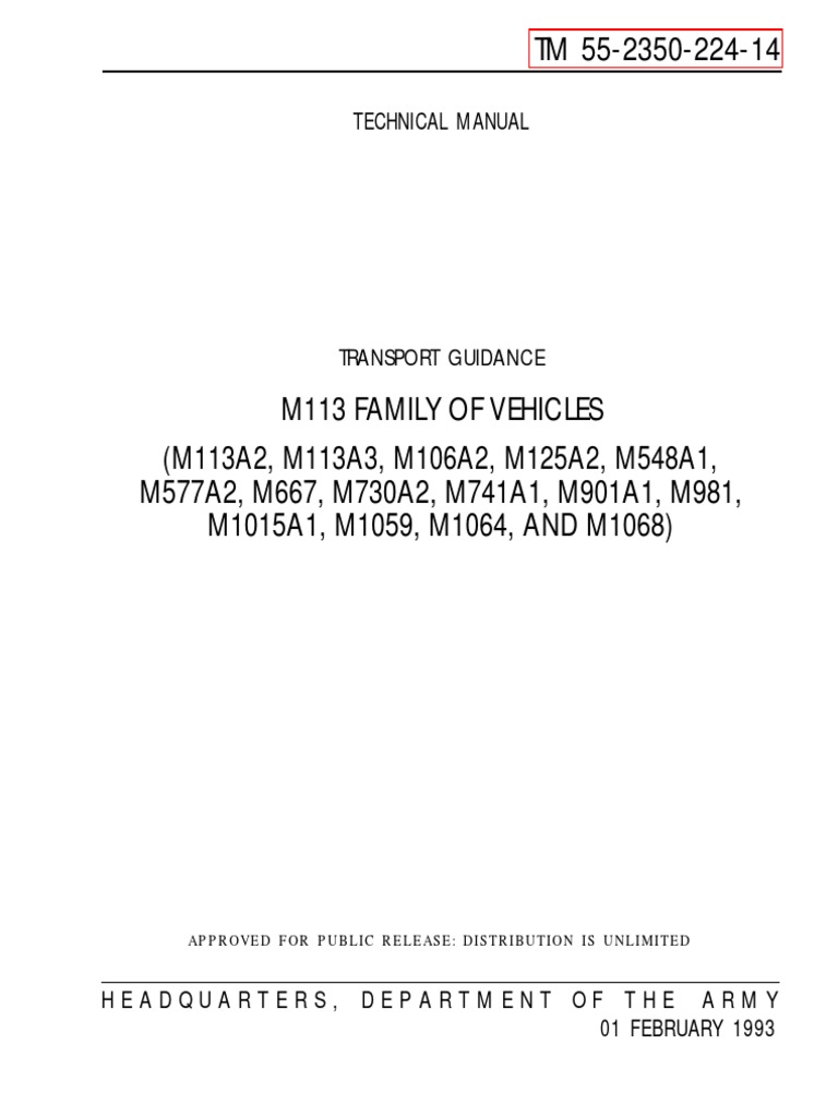 M113 Family Of Vehicles M113a2 M113a3 M106a2 Pdf Pdf
