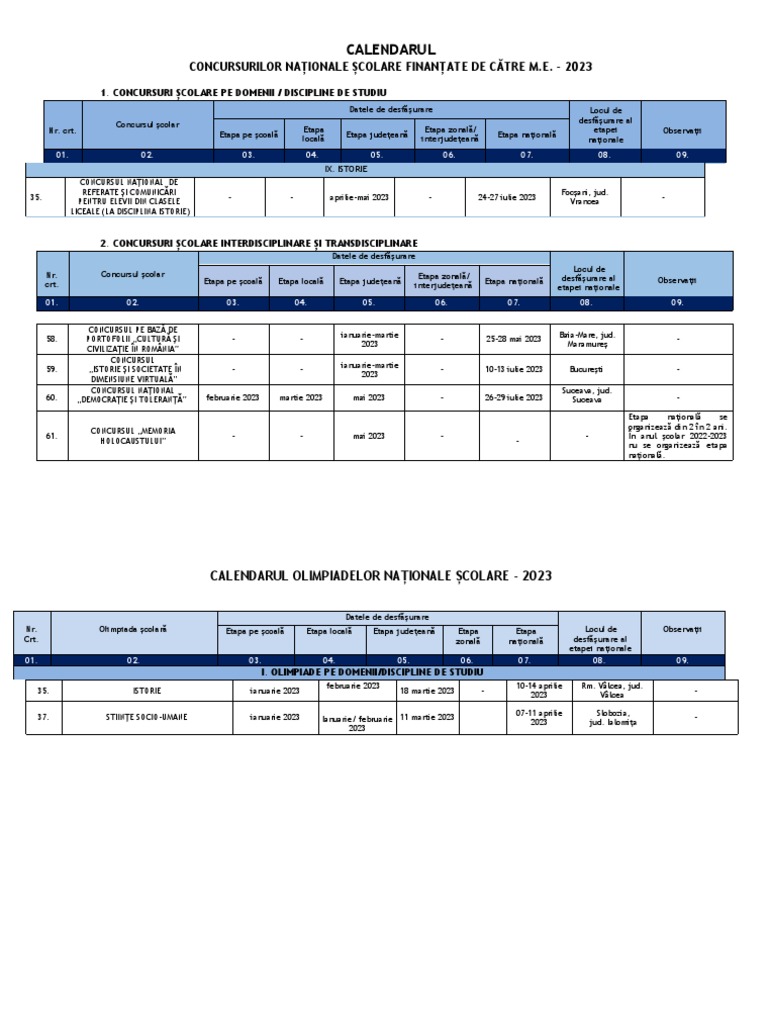Calendar Olimpiade Si Concursuri Copie PDF