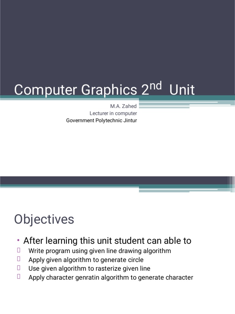 Line and Circle Drawing Algorithms | PDF | Computer Graphics | Graphics