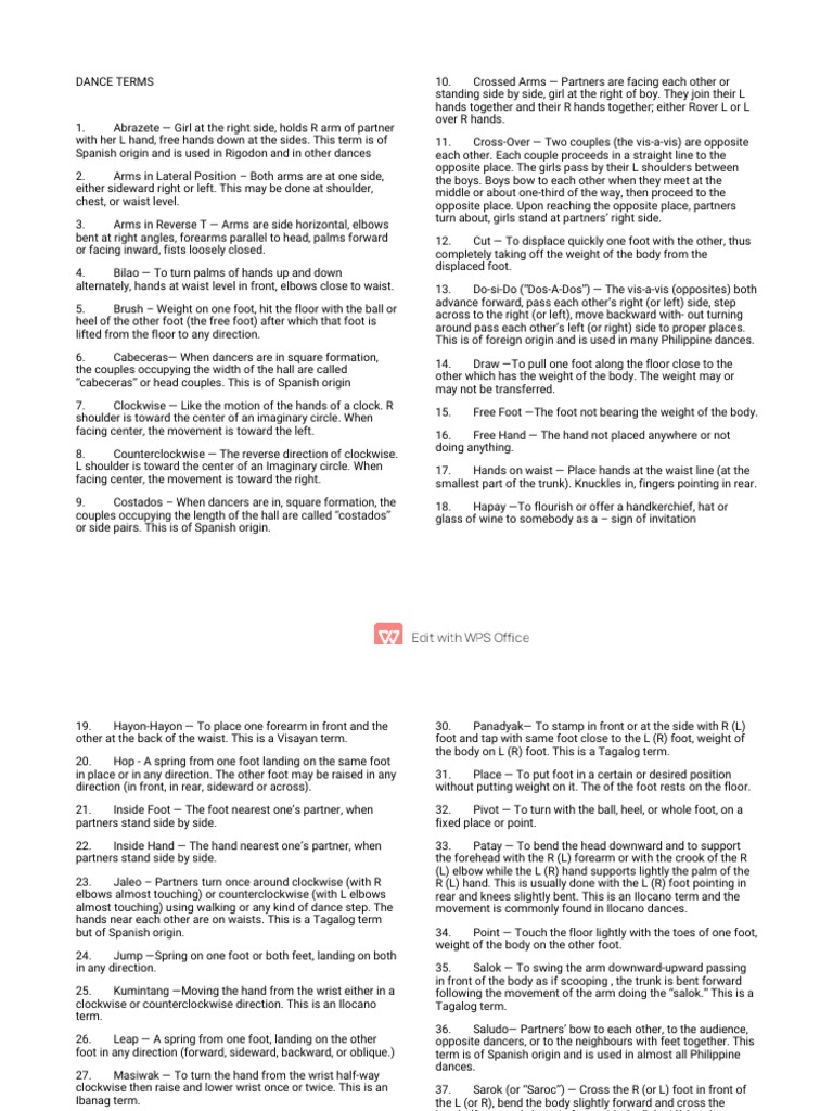 Dance Terms PDF
