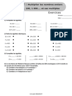 Exercices Cm1 Cm2 Multiplier Les Nombres Entiers Par 10 100 1 000 Et Ses Multiples PDF