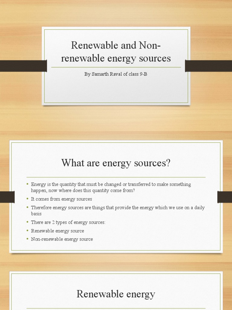Renewable and Non-Renewable Energy Sources | PDF | Energy Development ...