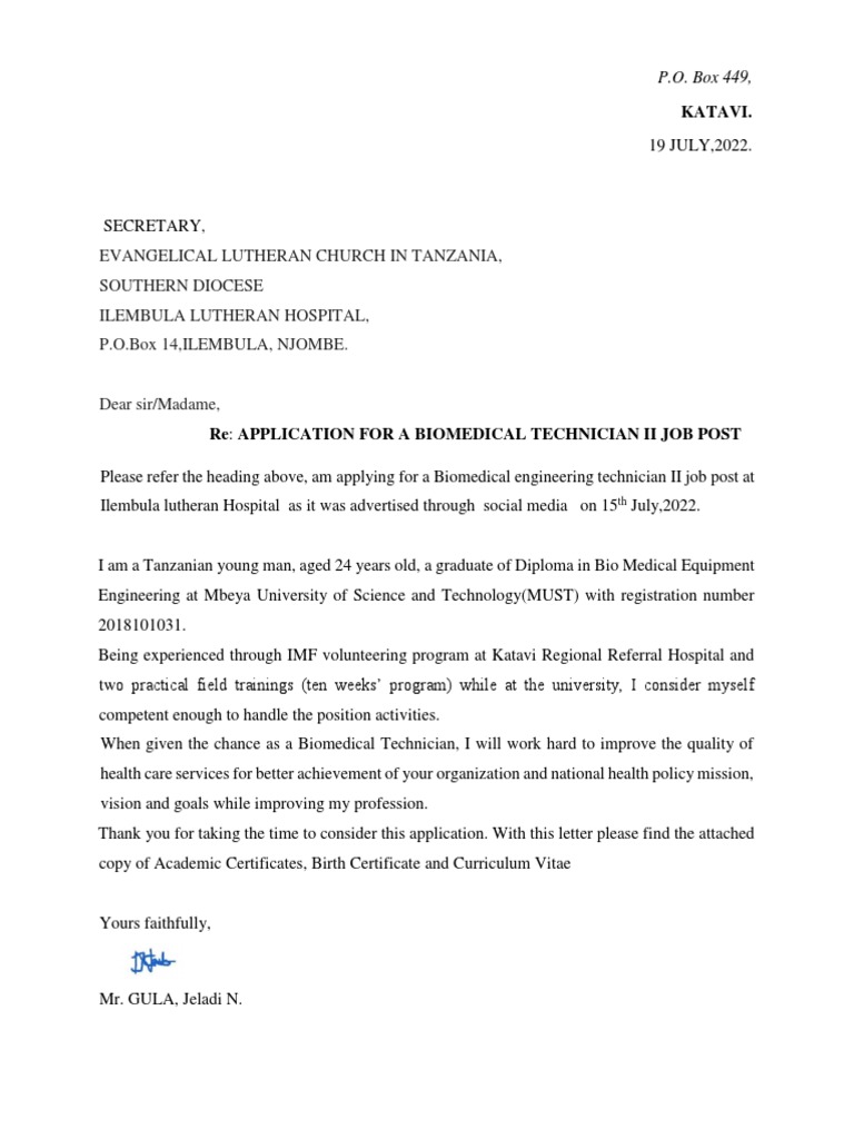 Biomedical Technician Job Application | PDF