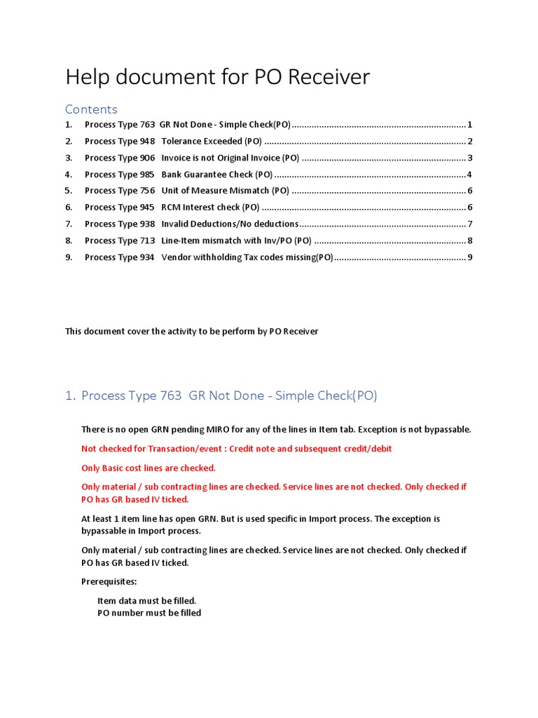 PO Receiver Process Error Guide | PDF | Finance & Money Management