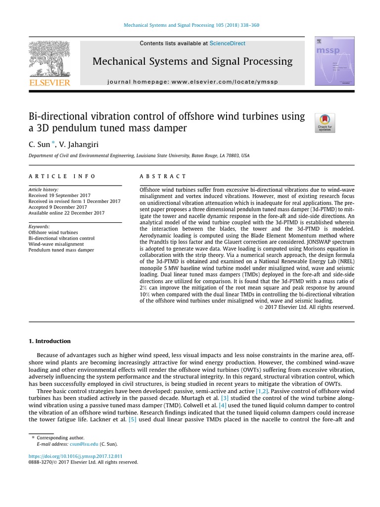 BiDirectional Vibration Control of Offshore Wind Turbines Using A 3D