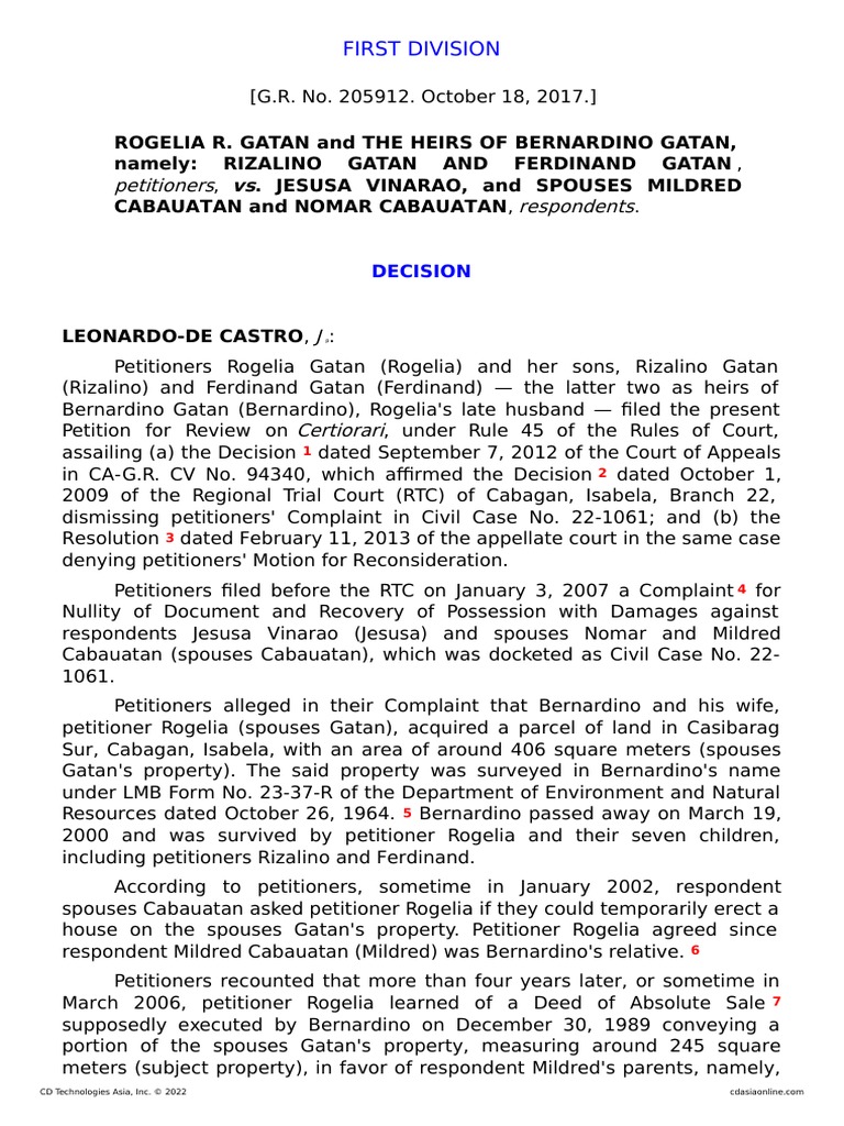 Gatan v. Vinarao PDF | PDF | Certiorari | Burden Of Proof (Law)
