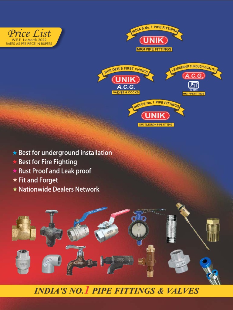 UNIK Fittings Price List_2022 PDF