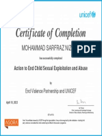 Action To End Child Sexual Exploitation and Abuse - Certificate GKS-U