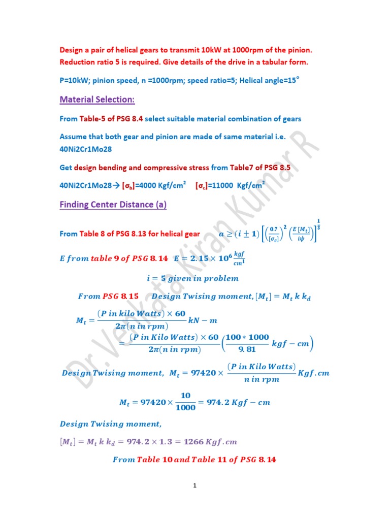 Helical Gear Design Psg Pdf Pdf Gear Continuum Mechanics