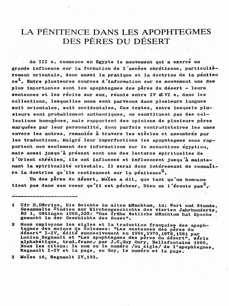 La Pénitence dans les Apophtegmes | PDF | Théologie | Doctrines et ...