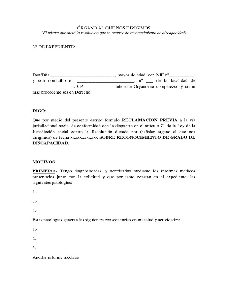 Modelo reclamaci n previa pdf