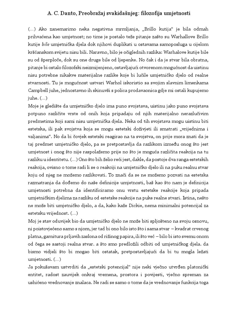 Tekst 6.5. (Danto, Dutton) | PDF