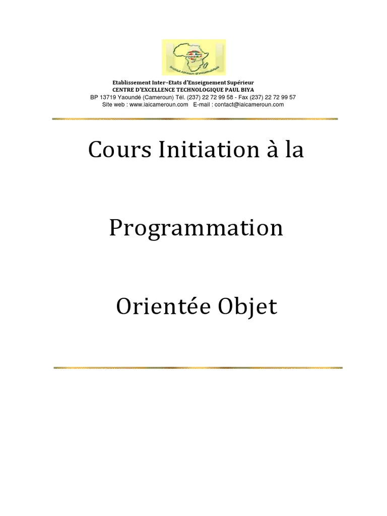 Introduction à la Programmation Orientée Objet | PDF