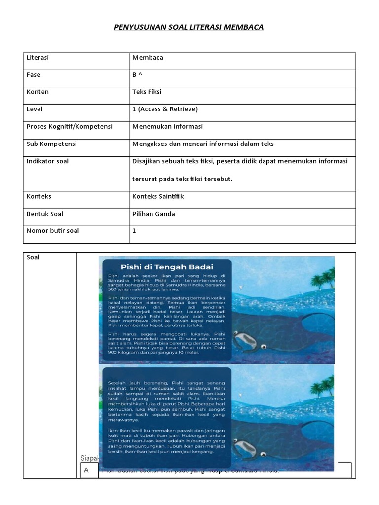 Contoh Lk Penyusunan Soal Literasi Pdf