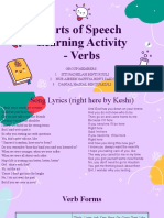 Parts of Speech Learning Activity - Verbs