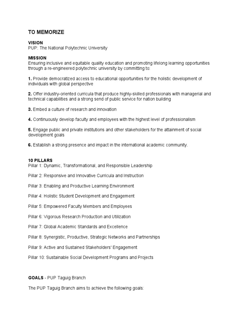 The Vision, Mission, Pillars and Goals of the National Polytechnic ...