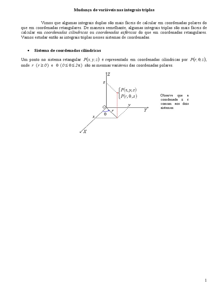 Aula 10. Integral Tripla em Coordenadas Cilíndricas | PDF