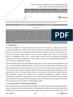 Fiscal Decentralization and The Efficiency of Public Service Delivery - A Case Study of Homabay County