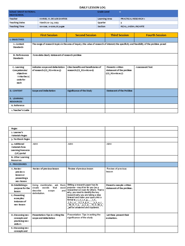Practical Research 1 Lesson Plan | PDF