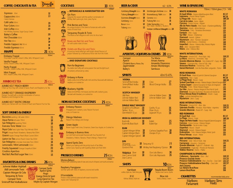 Dinks Menu 2022 Web PDF Fermented Drinks Alcoholic Drinks