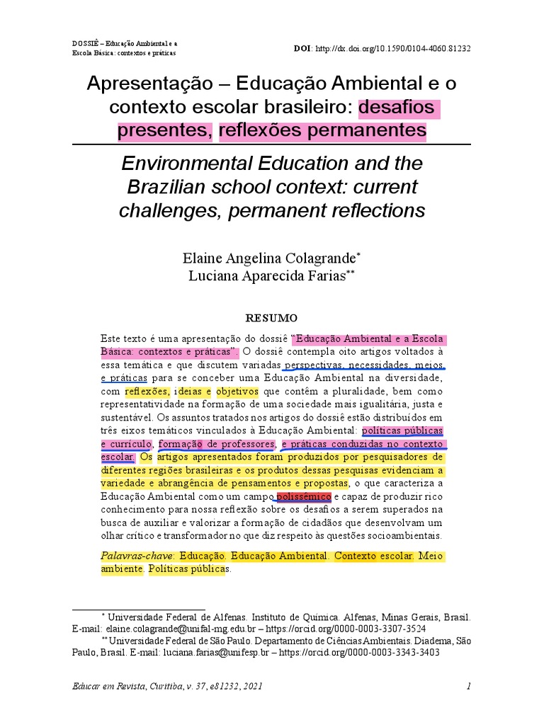 Educação Ambiental nas Escolas Brasileiras | PDF | Sustentabilidade ...