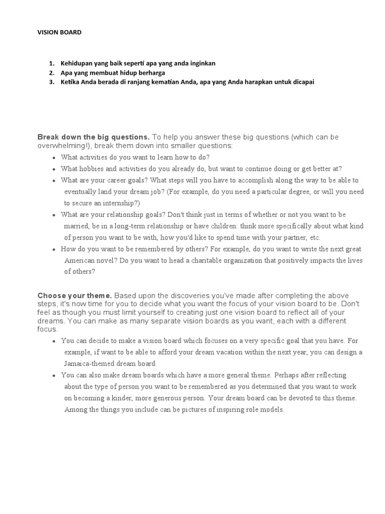 Creating Your Vision Board Guide | PDF | Self-Improvement
