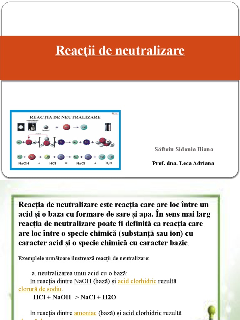 Reacţii de Neutralizare | PDF