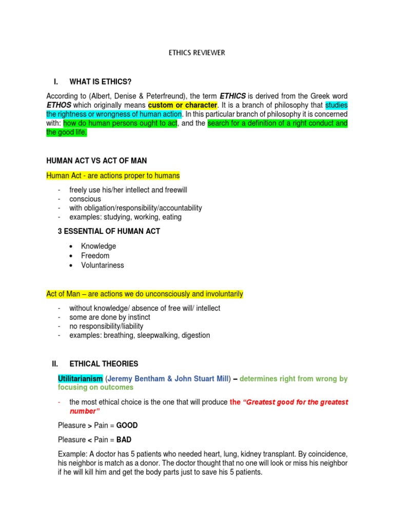 Ethics Reviewer Pdf Søren Kierkegaard Reason