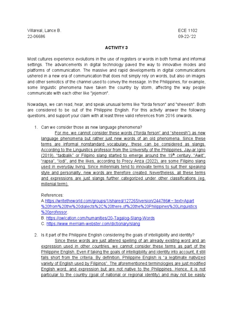 Impact of Slang on Philippine English | PDF