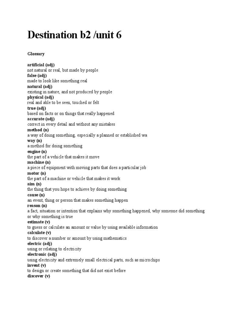 Destination b2:unit 6.docx | PDF